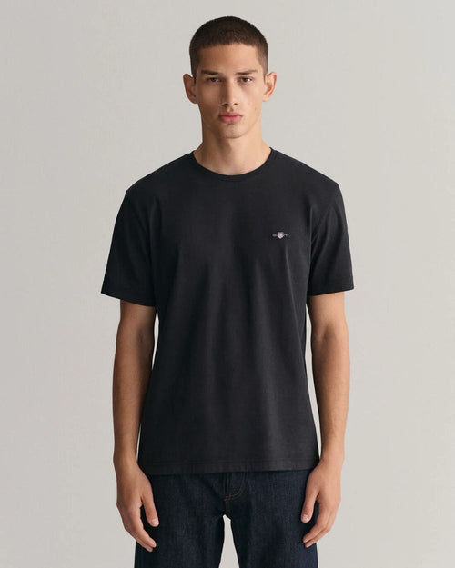 Gant t-shirt shield logo zwart | Regular-fit