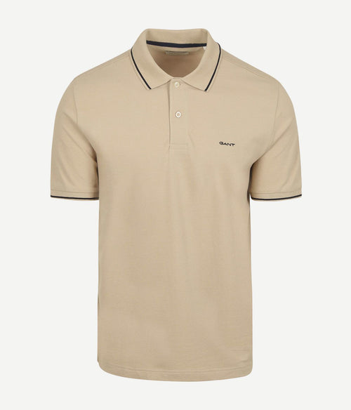 Gant tipping piqué poloshirt beige | Regular-fit