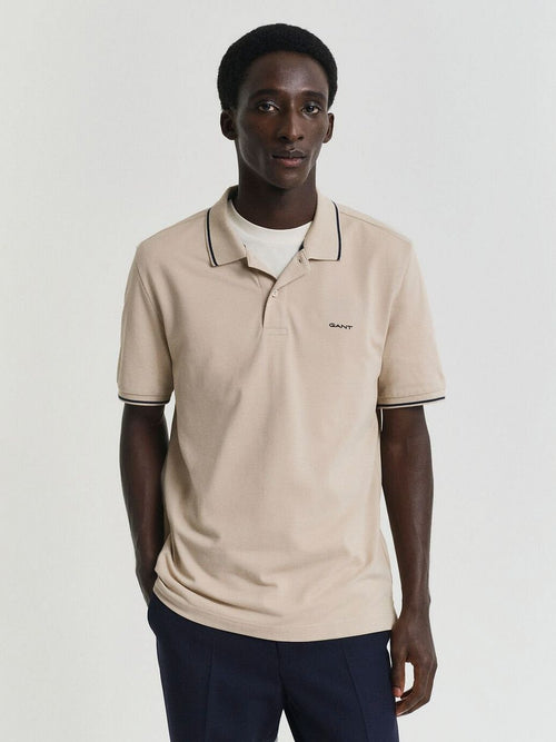Gant tipping piqué poloshirt beige | Regular-fit