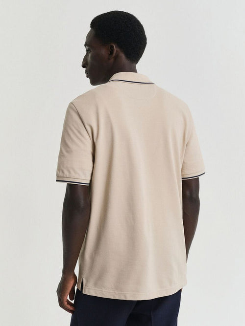 Gant tipping piqué poloshirt beige | Regular-fit