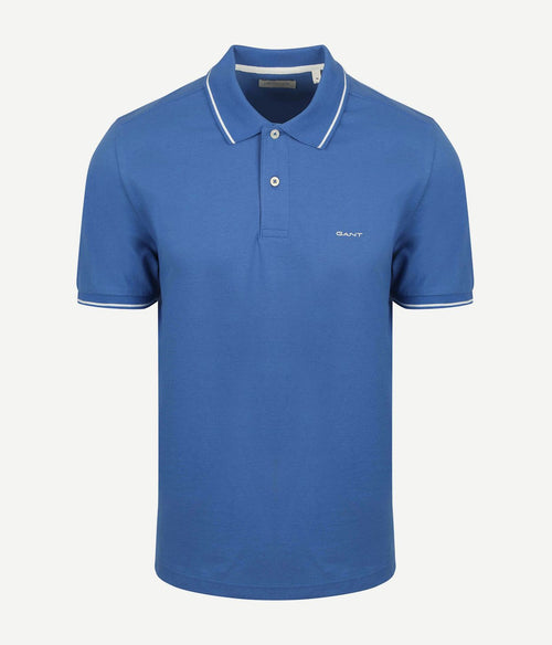 Gant tipping piqué poloshirt blauw | Regular-fit