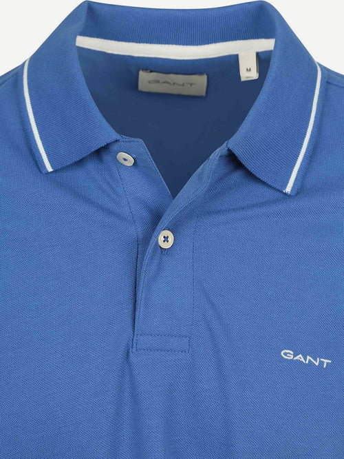 Gant tipping piqué poloshirt blauw | Regular-fit