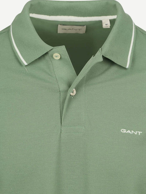 Gant tipping piqué poloshirt groen | Regular-fit