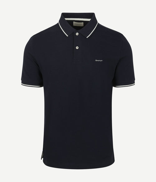 Gant tipping piqué poloshirt donkerblauw | Regular-fit