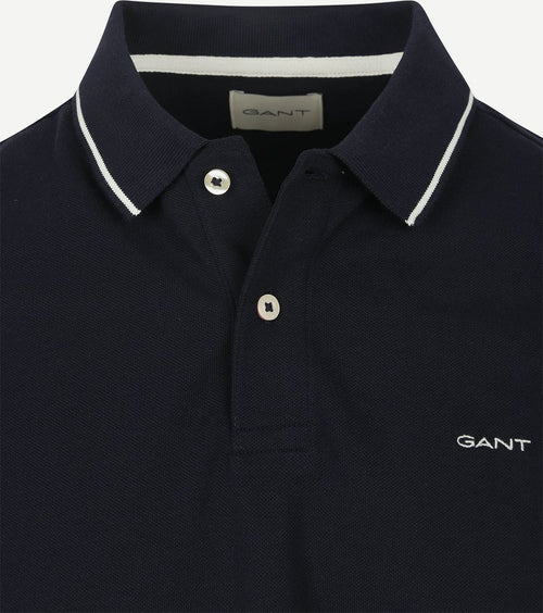 Gant tipping piqué poloshirt donkerblauw | Regular-fit