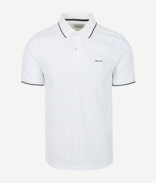 Gant tipping piqué poloshirt wit | Regular-fit