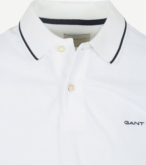 Gant tipping piqué poloshirt wit | Regular-fit