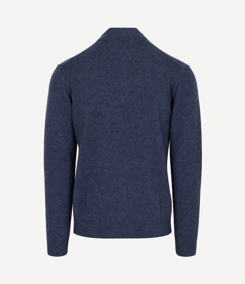 Halfzip lamswol trui donkerblauw