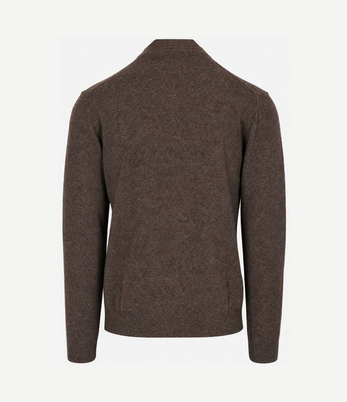 Halfzip lamswol trui bruin
