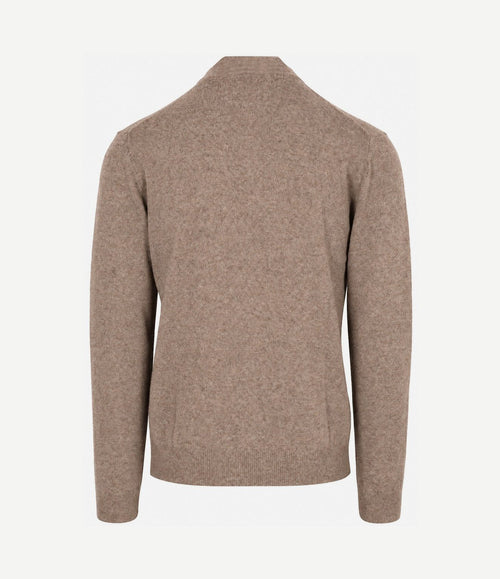 Halfzip lamswol trui camel
