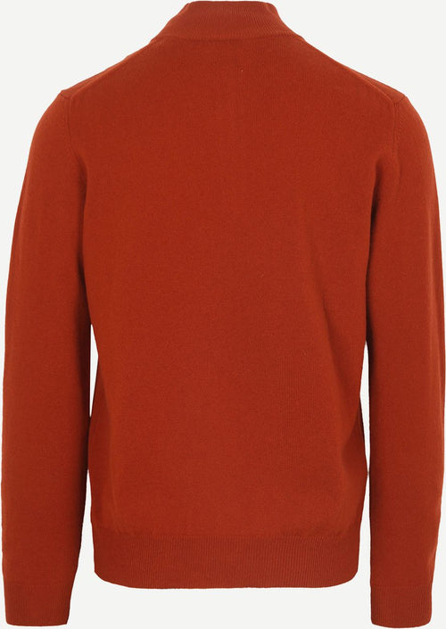 Halfzip wol trui logo rust