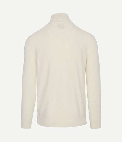 Halfzip trui wolmix ecru
