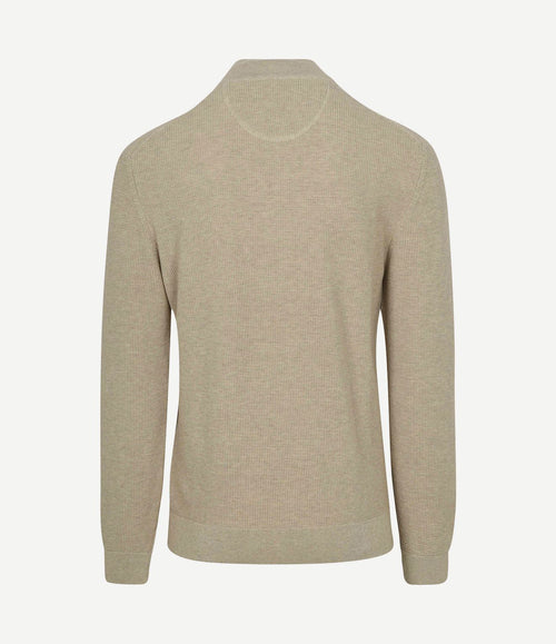 halve rits trui micro textured beige