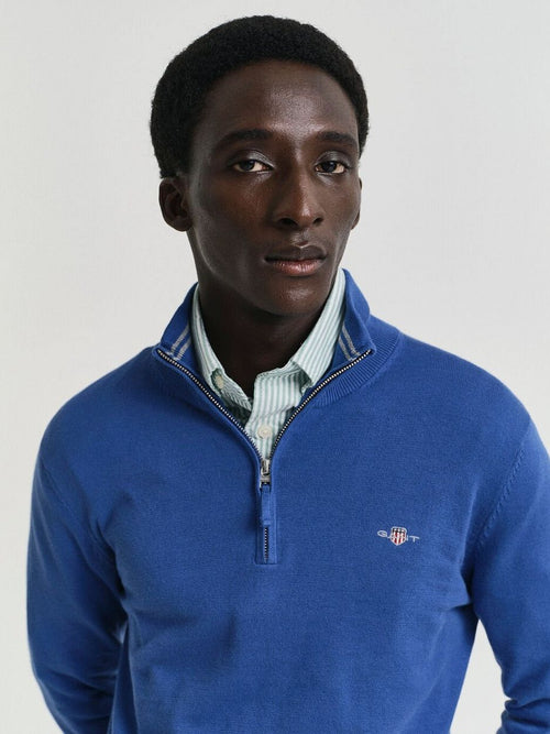 Gant halve rits trui mid blauw | Regular-fit