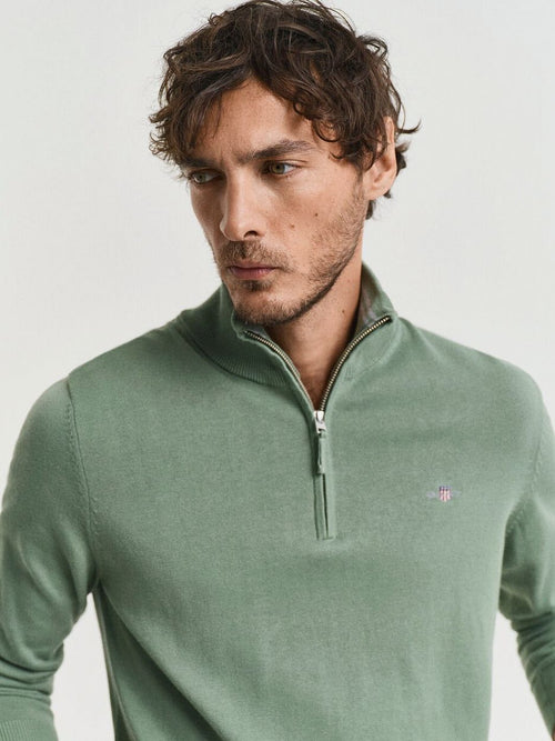 Gant halve rits trui groen | Regular-fit