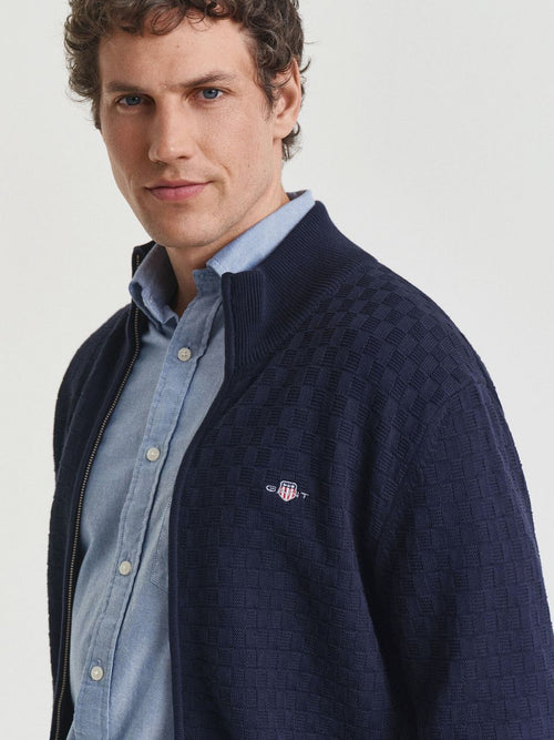 Gant vest texture donkerblauw | Regular-fit