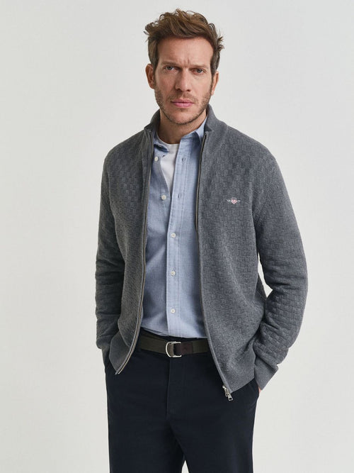 Gant vest texture grijs | Regular-fit