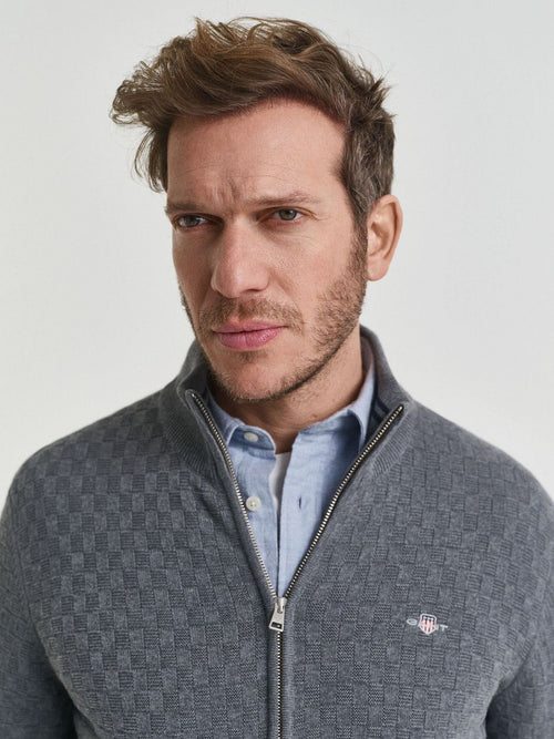 Gant vest texture grijs | Regular-fit