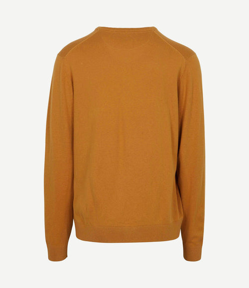 Trui merino blend v-hals geel