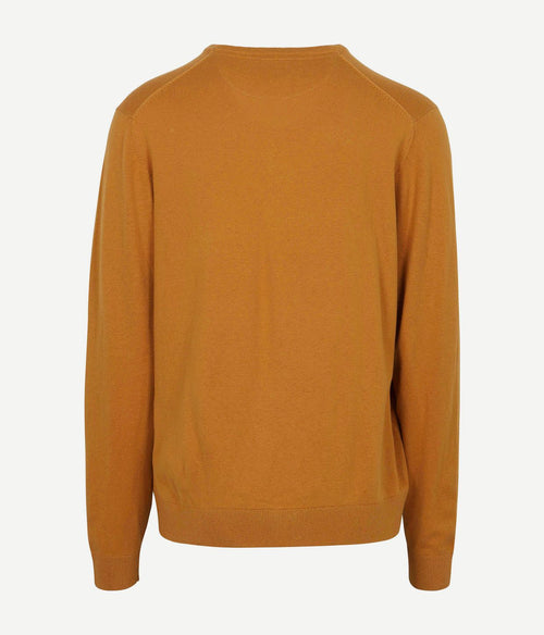 Trui merino blend v-hals geel