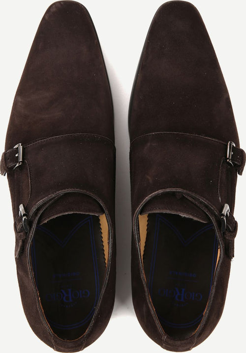 Amalfi schoen monk strap bruin suede