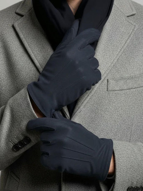 Suede handschoen donkerblauw