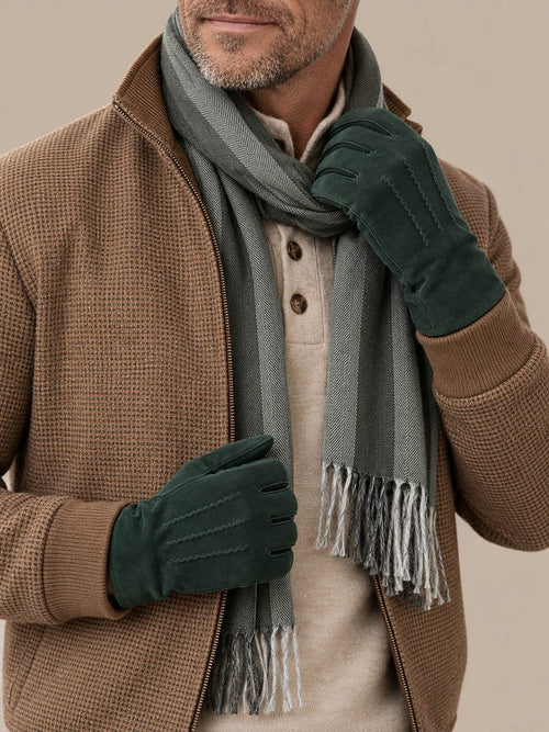 Suede handschoen donkergroen