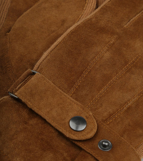 Suede handschoen camel