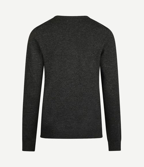 Dames pullover v-hals merinowol antraciet