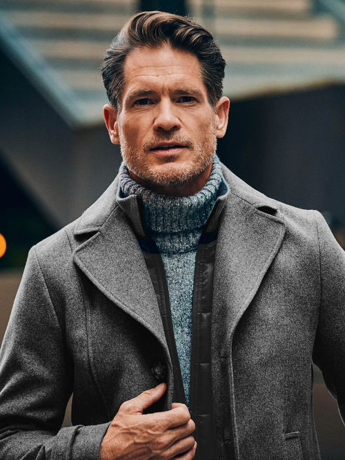 Caban coat wol grijs