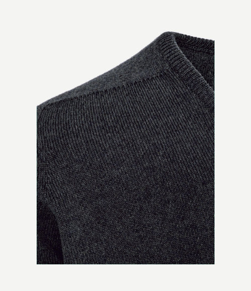 V-hals lamswol charcoal grijs