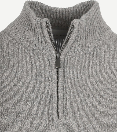 halve rits pullover boiled wool grijs