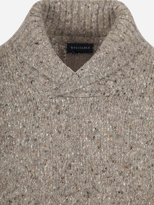 Trui shawl tweed eco wool taupe