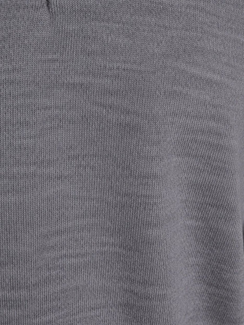 Longsleeve poloshirt merinowol grijs