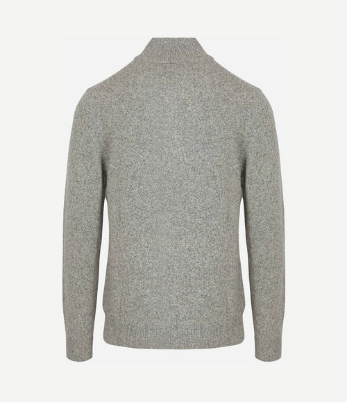 halve rits pullover lamswol melange grijs
