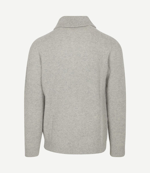 halve rits pullover merinowol melange grijs