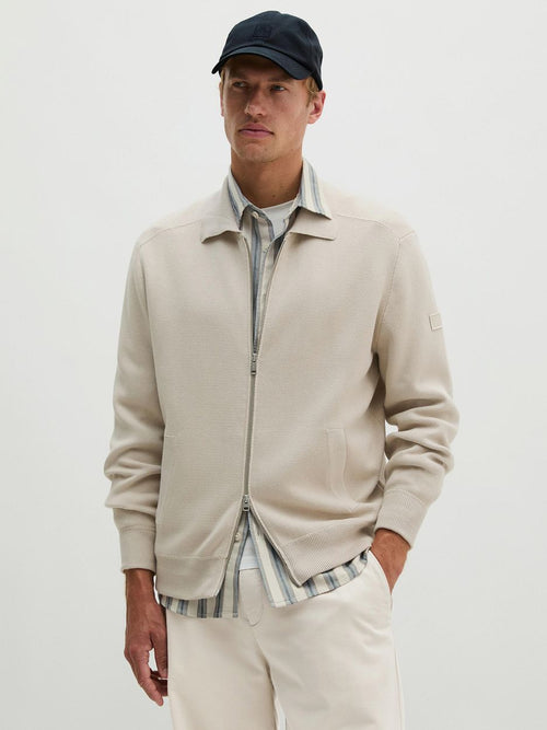 Cardigan zip grey silk