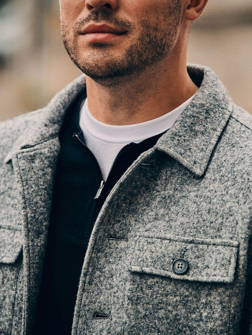 Overshirt boiled wool blend grijs
