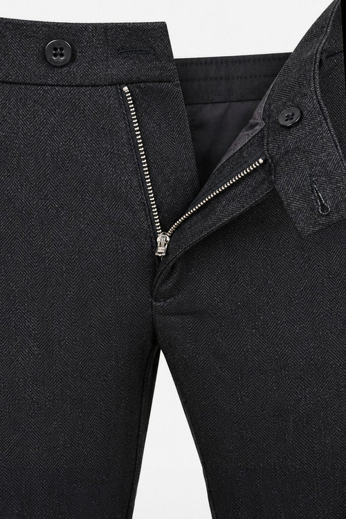 Broek Lennox herringbone grey stone