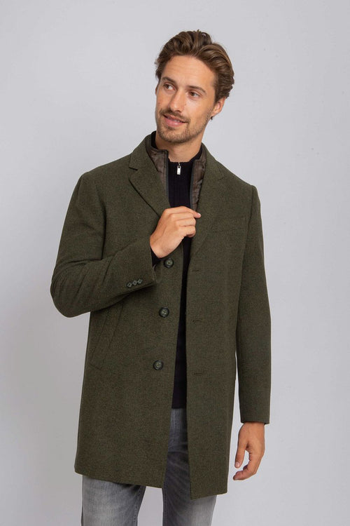 Coat wol twill donkergroen