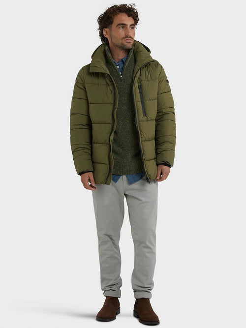 Jas hooded puffer groen