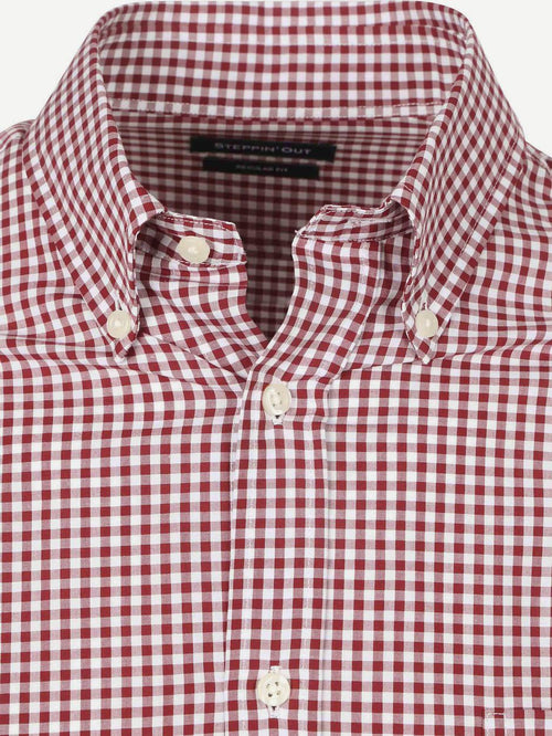 Steppin' Out poplin overhemd ruit rood | Regular-fit