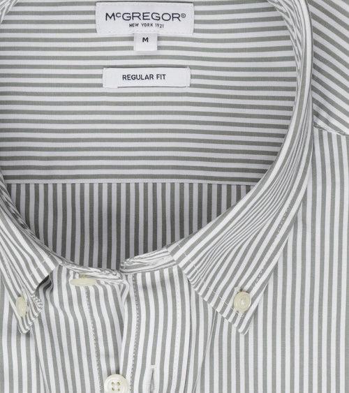 Overhemd poplin streep sage groen