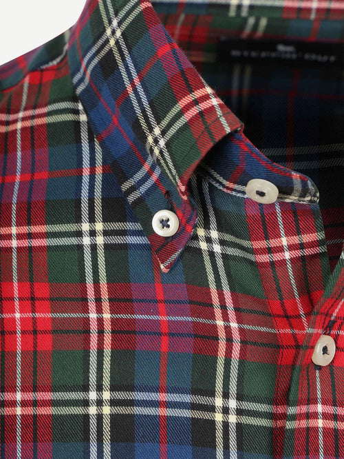 Steppin' Out overhemd flanel checks rood | Slim-fit