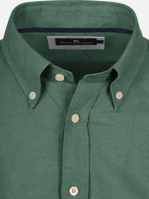 Overhemd linen cotton donkergroen