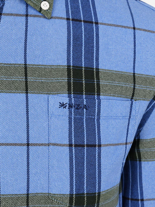 Overhemd bd waihi flannel check ink blue
