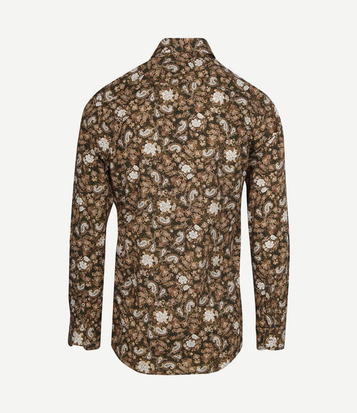 Overhemd paisley groen beige