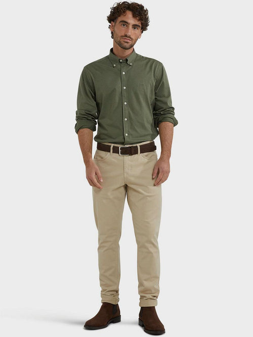 Overhemd piqué stretch groen