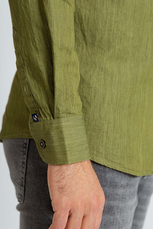 Overhemd washed groen