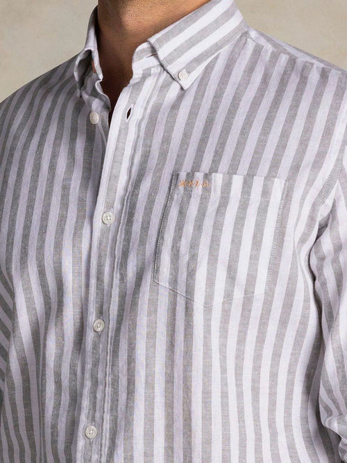 Shirt picton linnen blend streep groen